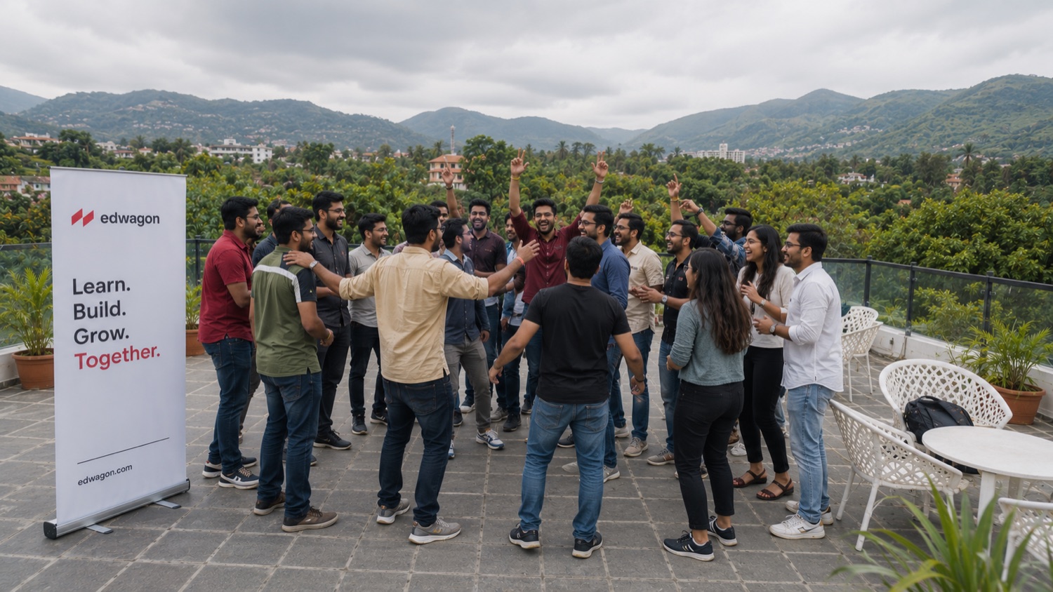 EdWagon learners meetup on a rooftop