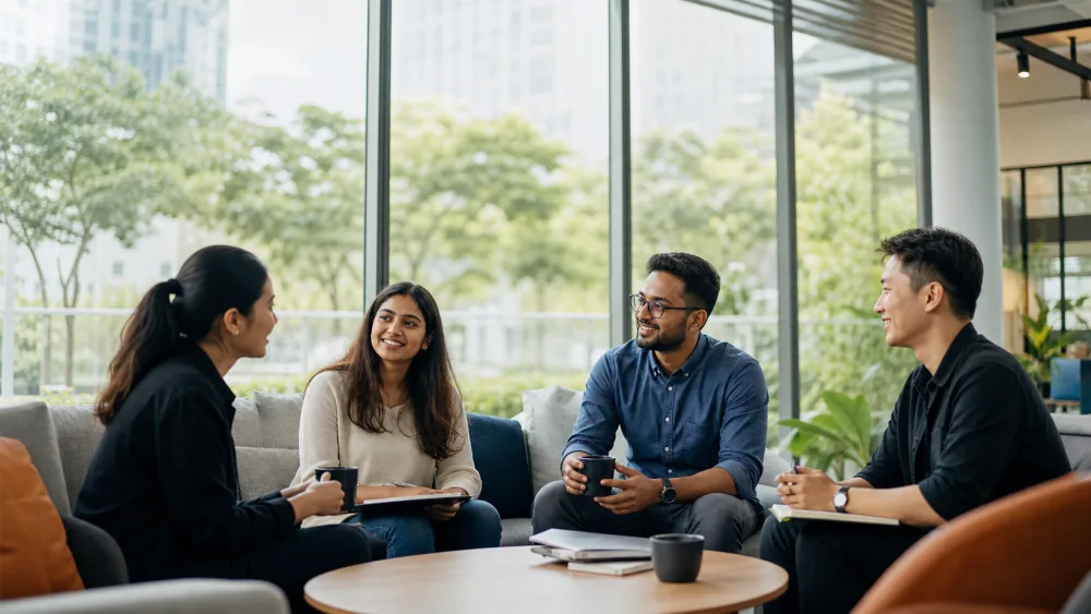 Learners meeting in a Singapore co-working space